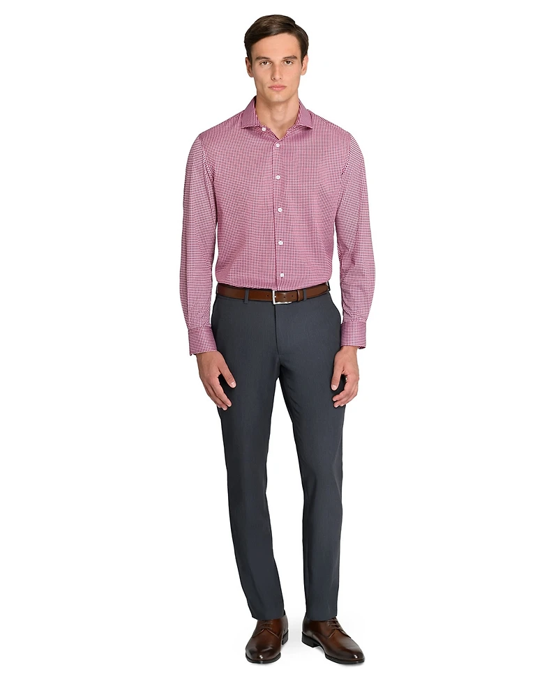 Michelsons Of London Men's Plaid Slim Fit Long-Sleeve Dress Shirt