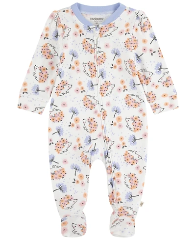 Huggies Baby Girls Printed Footed Crewneck Coverall
