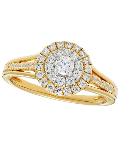 Macy's Diamond Halo Ring (1/2 ct. t.w.) in 14k Two-Tone Gold