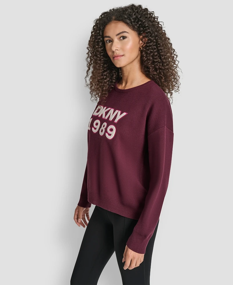Dkny Women's Textured Logo Crewneck Sweater