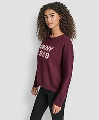 Dkny Women's Textured Logo Crewneck Sweater
