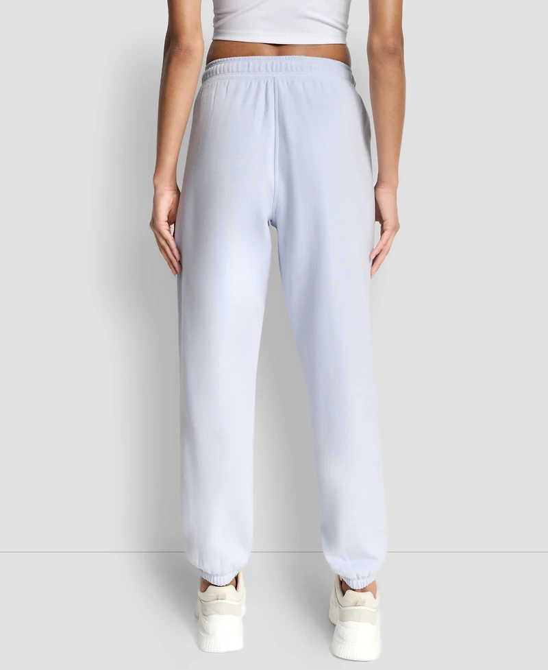 Dkny Women's Varsity Embroidered Logo Relaxed Pockets Pull-On Joggers