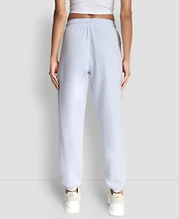 Dkny Women's Varsity Embroidered Logo Relaxed Pockets Pull-On Joggers