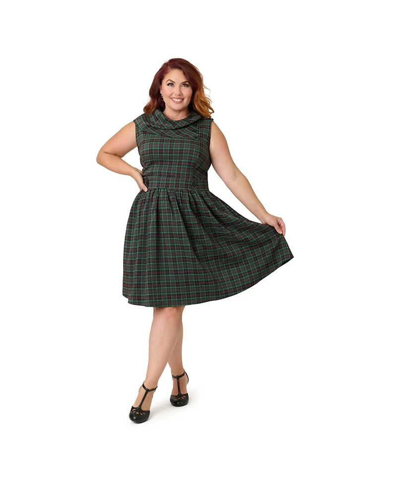 Plus Size Funnel Neck Flare Dress