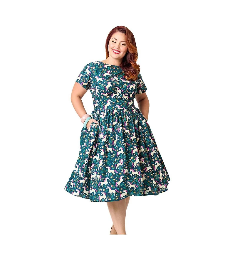 Unique Vintage Plus Smocked Back Swing Dress