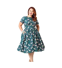 Unique Vintage Plus Smocked Back Swing Dress