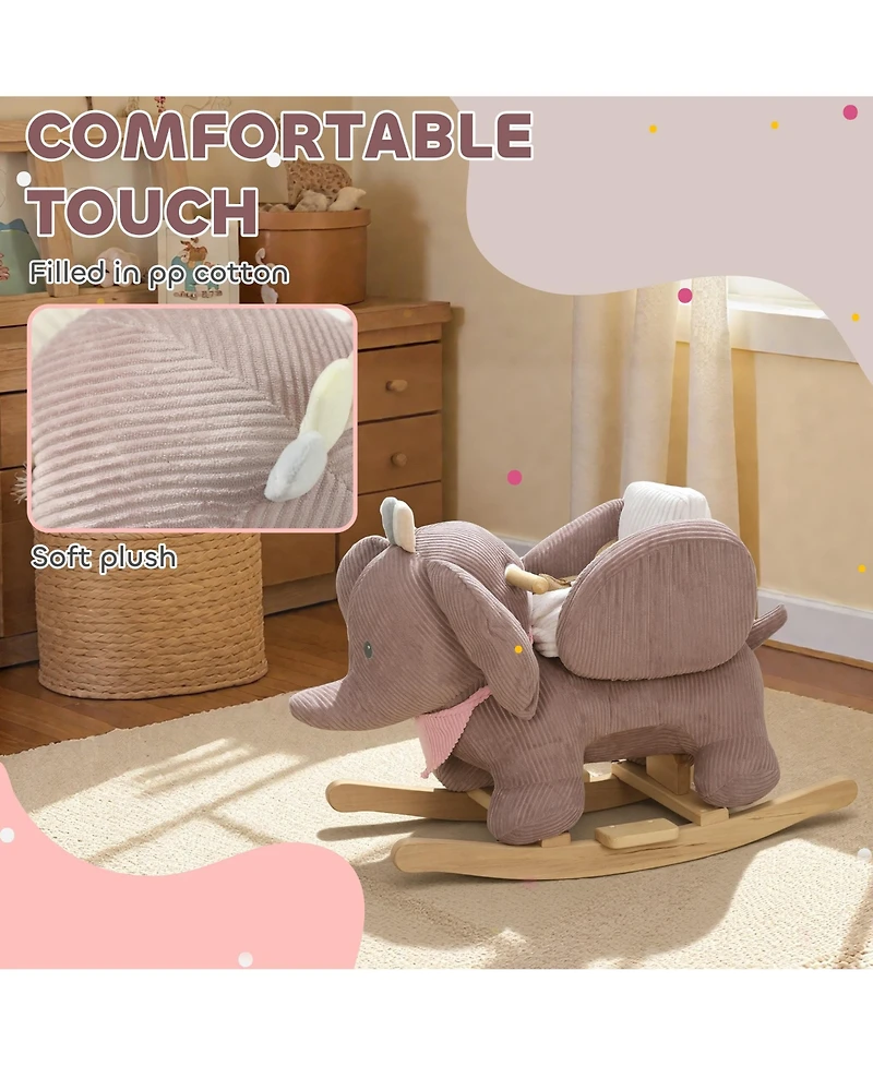 Qaba Baby Rocking Horse, Kids Ride On Toy with Realistic Sound,