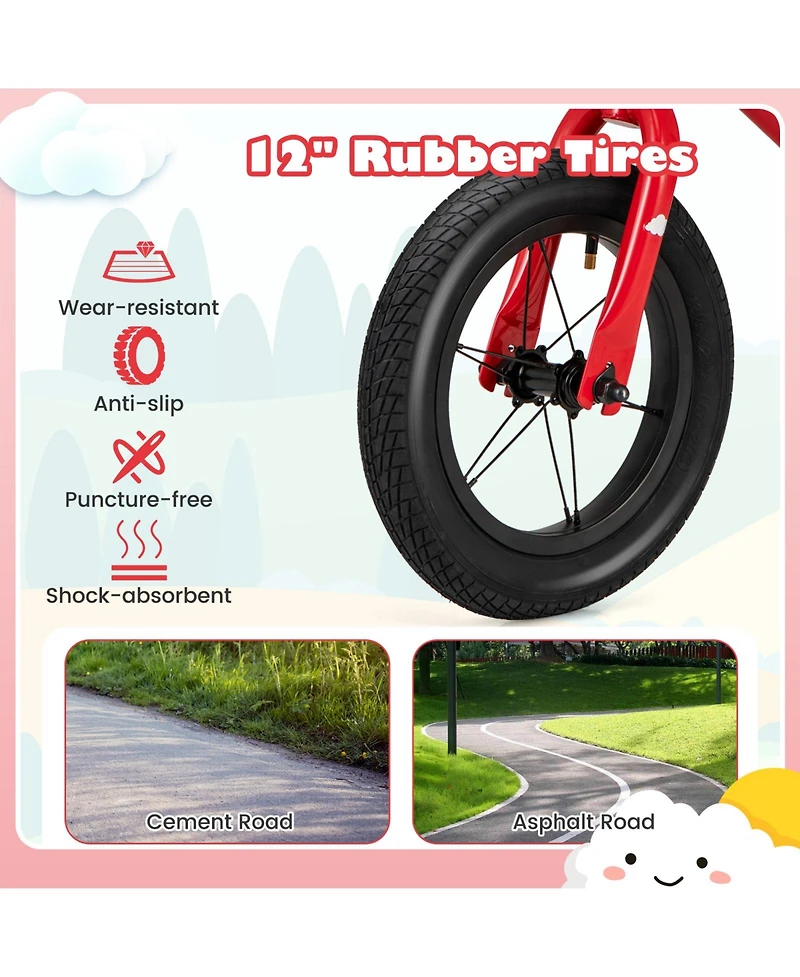 Sugift 12 Inch Toddler Balance Bike with Height Adjustable Handlebar and Seat