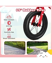 Sugift 12 Inch Toddler Balance Bike with Height Adjustable Handlebar and Seat