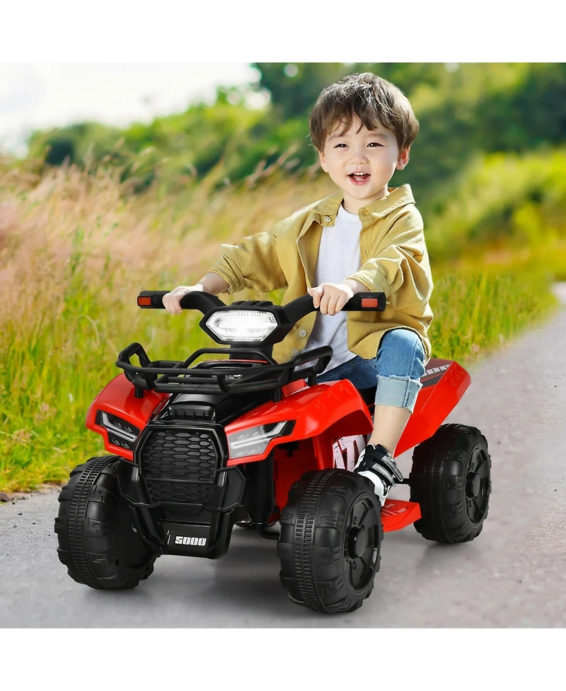 Sugift 6V Kids Atv Quad Electric Ride On Car with Led Light and MP3