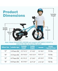 Sugift 14-Inch Kids Bike for 3-5 Years Old Children Bicycle with Training Wheels