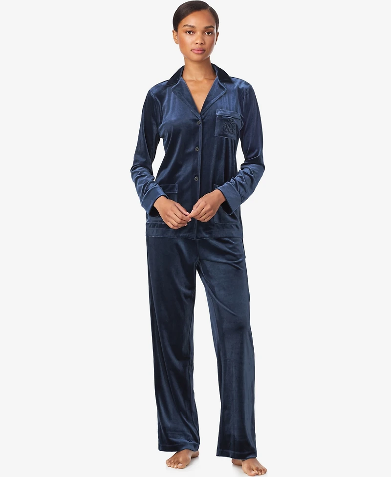 Lauren Ralph Women's Long Sleeves Notch Collar Pajama Set