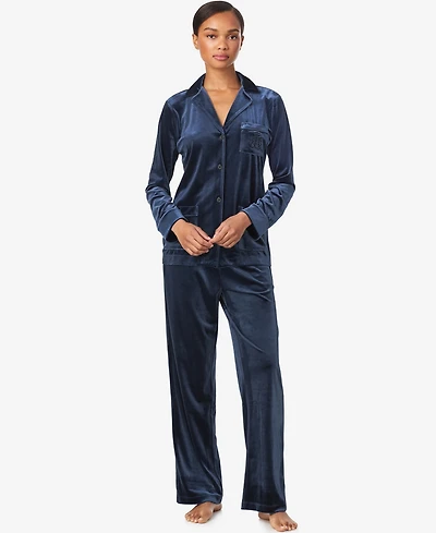 Lauren Ralph Women's Long Sleeves Notch Collar Pajama Set