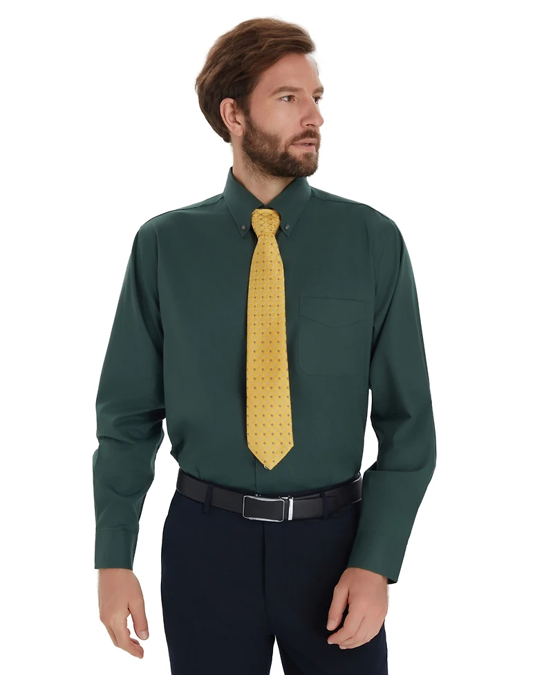 Club Room Men's Pinpoint Button Front Solid Dress Shirt, Macy's Exclusive