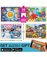 Quokka 4SET 24 Pcs Wooden Puzzles for Kids Ages 4-6