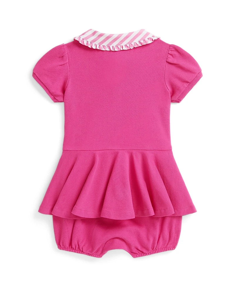 Polo Ralph Lauren Baby Girls Contrast-Collar Bubble Shortall