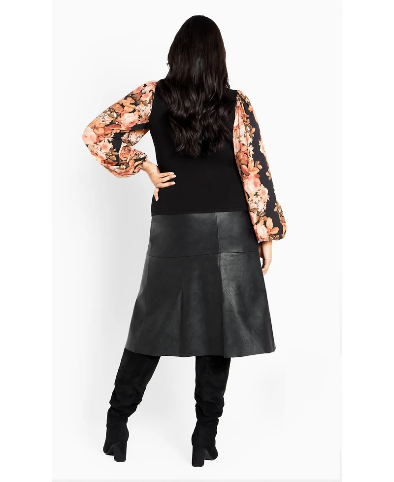 Avenue Women's May Contrast Floral Sleeve Sweater