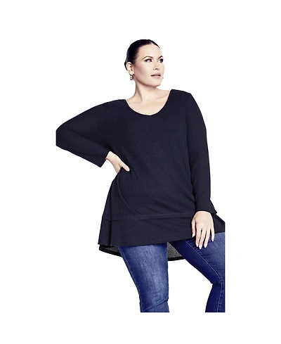 Avenue Women's Waffle Ruffle Tunic