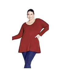 Avenue Women's Plus Waffle Ruffle Tunic