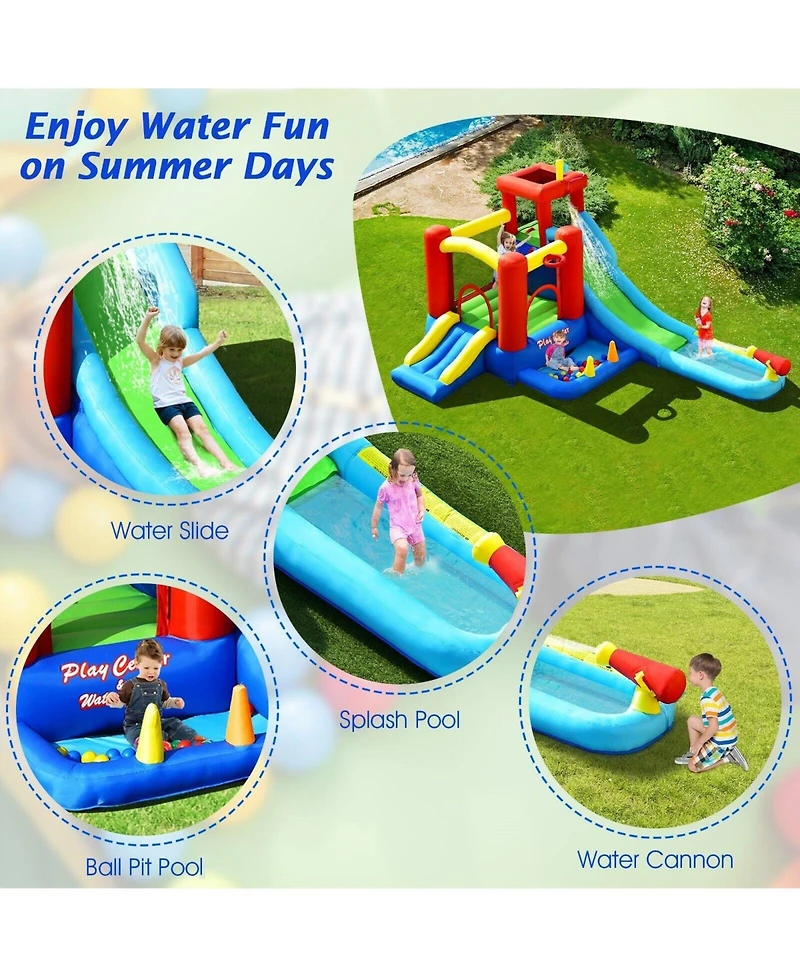 Skonyon 9-in-1 Inflatable Bounce House Water Park with Slide & Pool