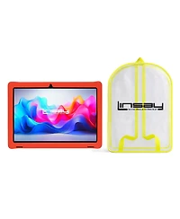 New Linsay 10.1" Kids Funny Tablet Octa Core 128GB Bundle with Red Kids Back Pack New Android 14 Dual Camera