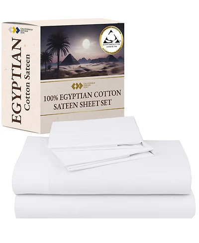 California Design Den Certified Luxury 100% Egyptian Cotton Sheets, Full Sheets for Bed, 4 Piece Deep Pocket Bed Set, Sateen Cooling
