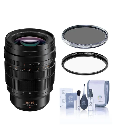 Panasonic Lumix G Leica Dg Vario-Summilux 25-50mm f/1.7 Aspherical Lens for Micro Four Thirds, Bundle with Hoya 77mm Uv+Cpl Filter Kit, Cleaning Kit