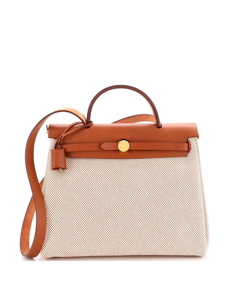 Pre-Owned Hermes 31 Herbag Zip Criss Viking Toile and Leather