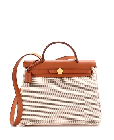 Pre-Owned Hermes 31 Herbag Zip Criss Viking Toile and Leather