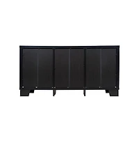Merrick Lane Samson Three-Drawer Engineered Wood Buffet Sideboard Cabinet With Three Tempered Glass Doors For Dining Room/Kitchen