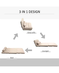 Homcom Convertible Floor Sofa w/ 8 Position Adjustable Backrest & Thick Padding