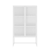 Highboard White 31.5"x13.8"x53.1" Steel and Tempered Glass