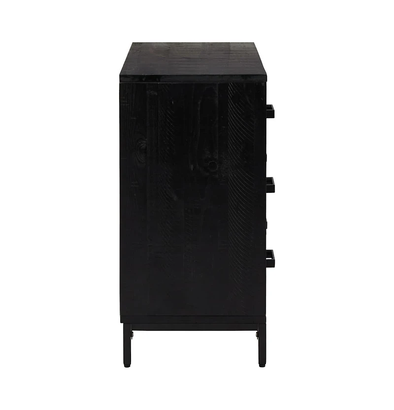 Chest of Drawers Black 29.5"x13.8"x27.6" Solid Wood Pine