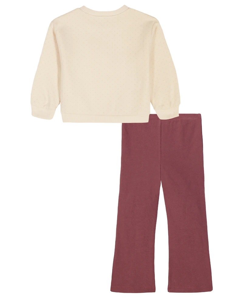 Kids Headquarters Girls 4T-6X Crewneck Top and Leggings Pants, 2-Piece Set