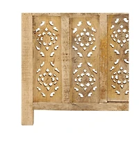 vidaXL Hand carved 4-Panel Room Divider 63"x65" Solid Mango Wood