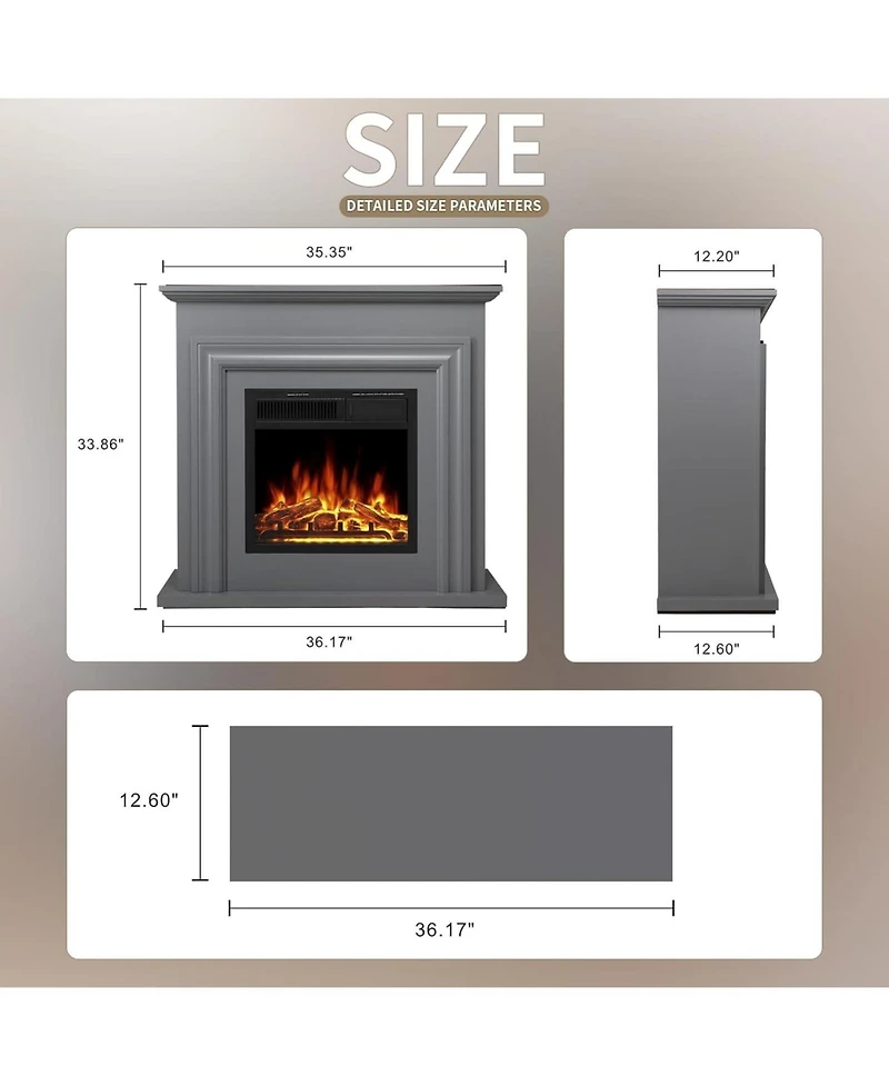 Cowsar Freestanding Electric Fireplace Heater with Remote & Led Flame