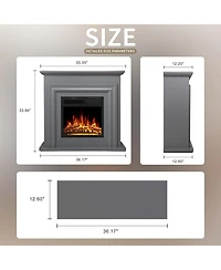 Cowsar Freestanding Electric Fireplace Heater with Remote & Led Flame