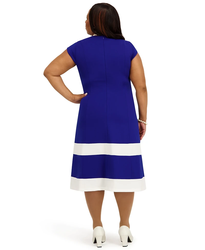 Kasper Women's Cap Sleeve Knee Length Fit & Flare Dress, Regular and Plus