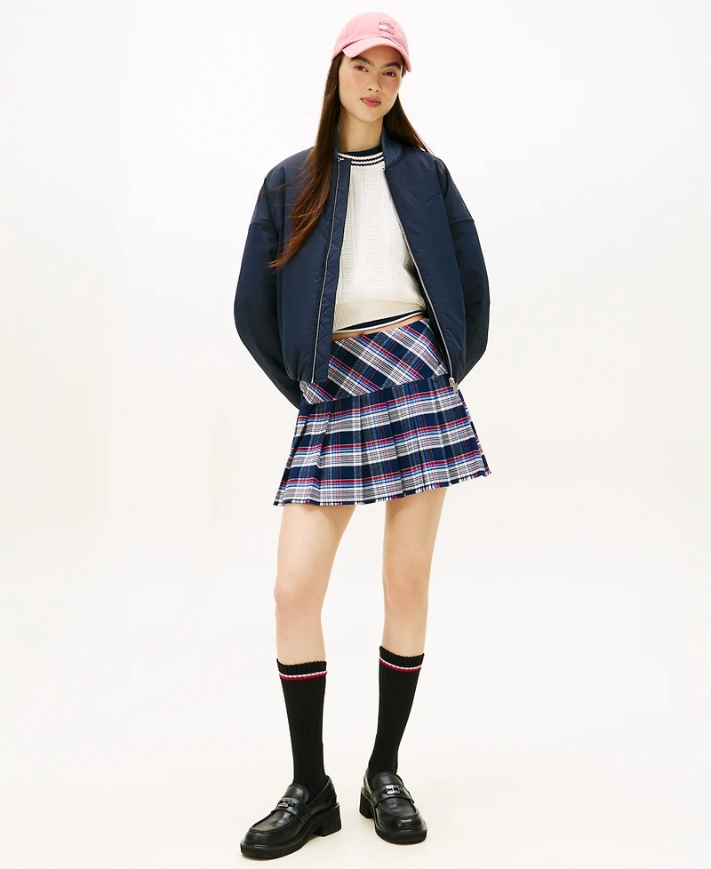 Tommy Jeans Women's Plaid Structured Pleated Mini Skirt