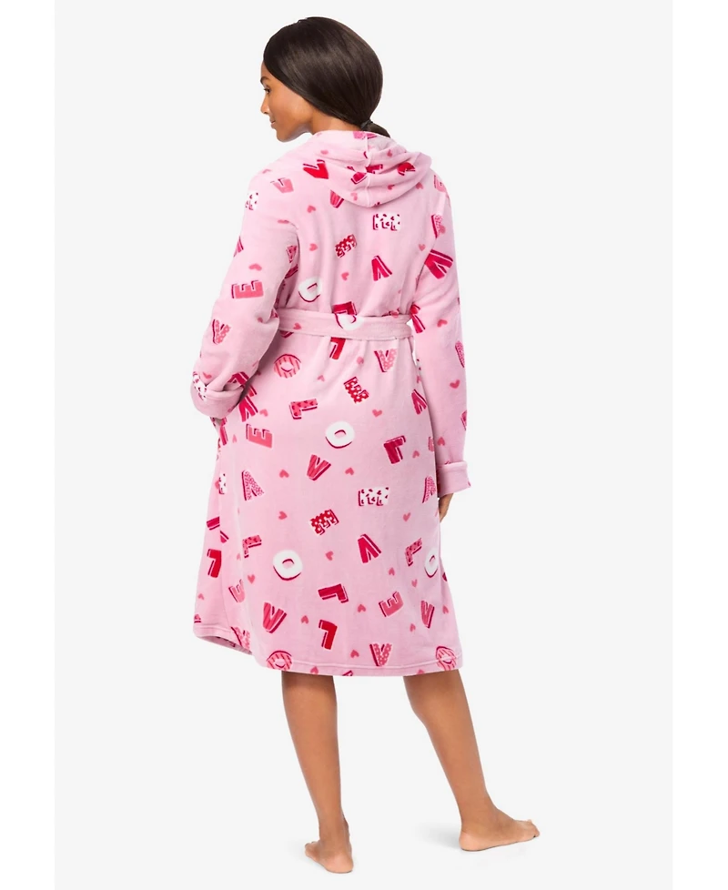 Dreams & Co. Women's Plush Hooded Wrap Robe