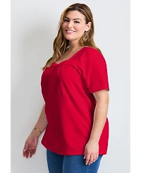 Avenue Women's Plus Smocked Squareneck Top