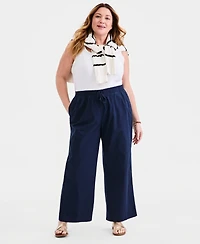 Style & Co Plus Wide-Leg Twill Tape Pants, Macy's Exclusive
