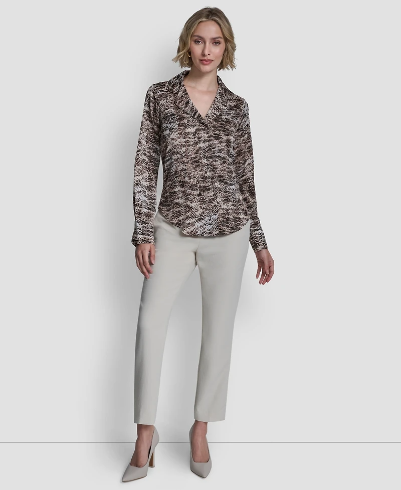 Dkny Women's Collared Button-Up Blouse