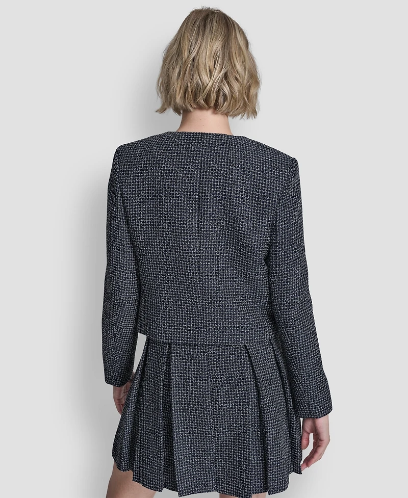 Dkny Women's Collarless Cropped 4-Button Jacket