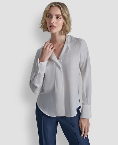 Dkny Women's Collared Button-Up Blouse