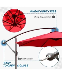 Aoodor Offset Patio Umbrella 10 Cantilever Hanging Market Umbrella Water Resistant Uv Protection Blue- Base Stand is Included