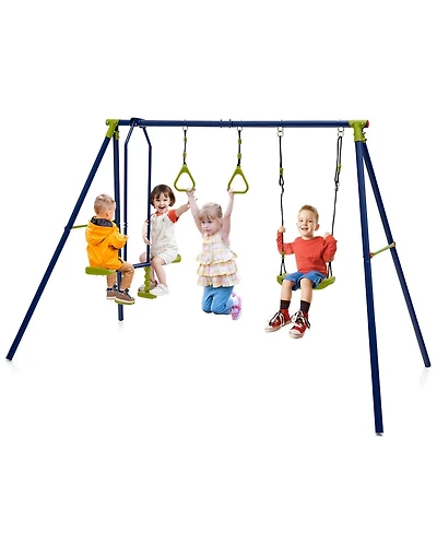 Skonyon 3-in-1 Outdoor Swing Set for Kids Aged 3 to 10
