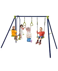 Skonyon 3-in-1 Outdoor Swing Set for Kids Aged 3 to 10