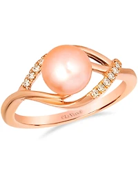 Le Vian Freshwater Pearl (7-8mm) & Nude Diamond (0.08 ct. t.w.) Ring in 14k Strawberry Gold