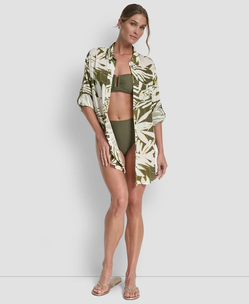 Dkny Women's Gauze Collared Button-Front Beach Shirt